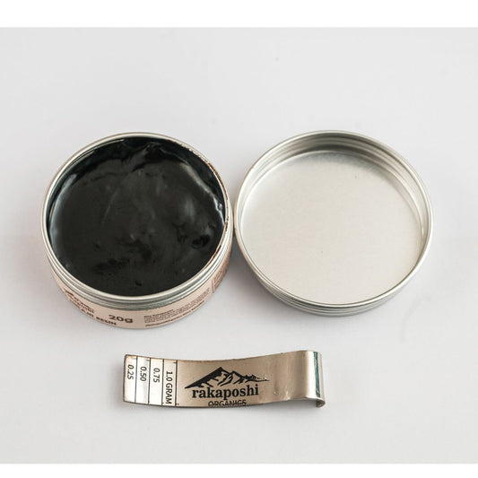 "Jar of pure ultra potent Himalayan Shilajit Resin showing its thick and rich texture in sustainable packaging